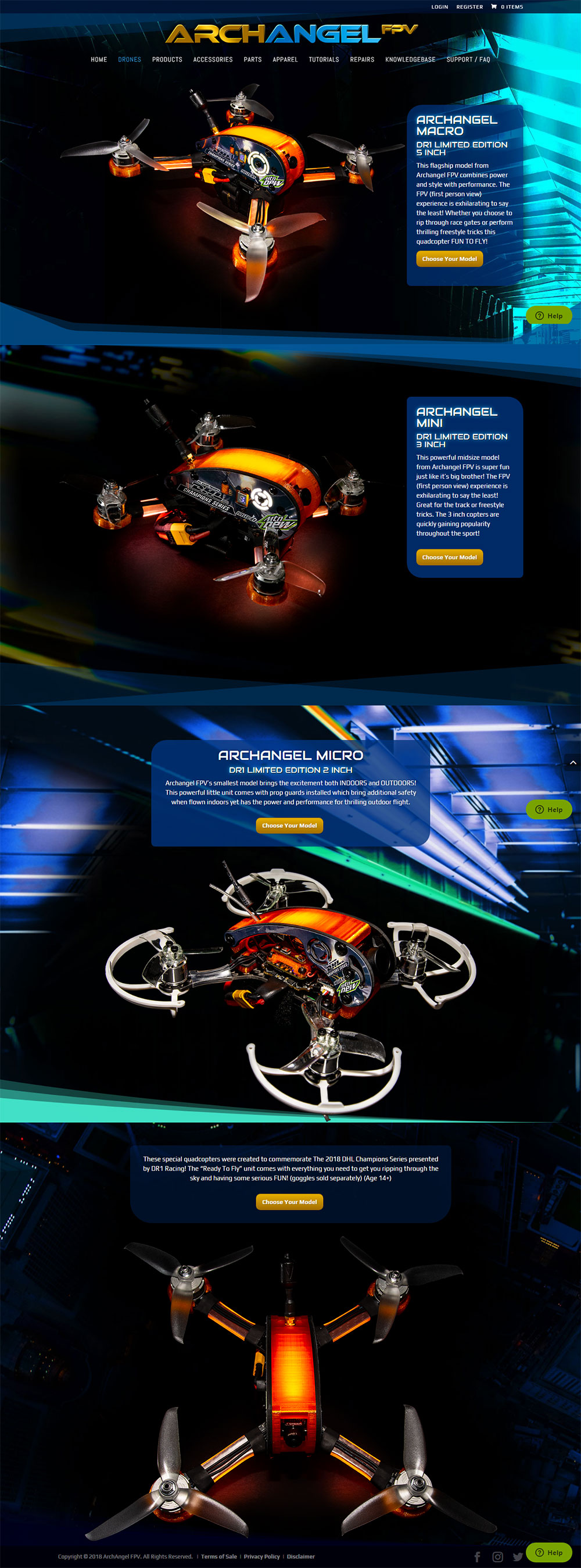 Ecommerce Website Selling Drones and Accessories