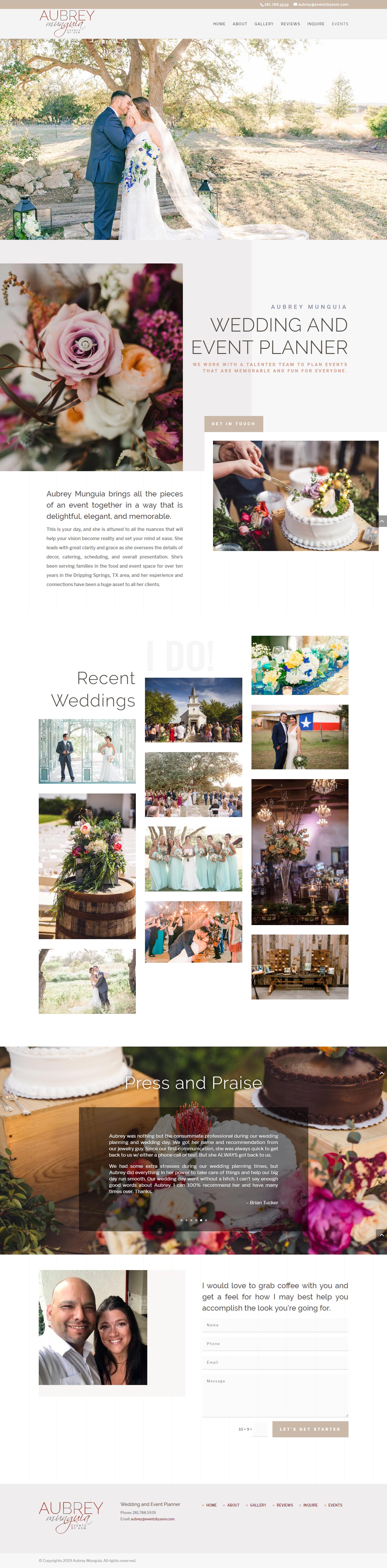 Website Design for an Events and Wedding Planner