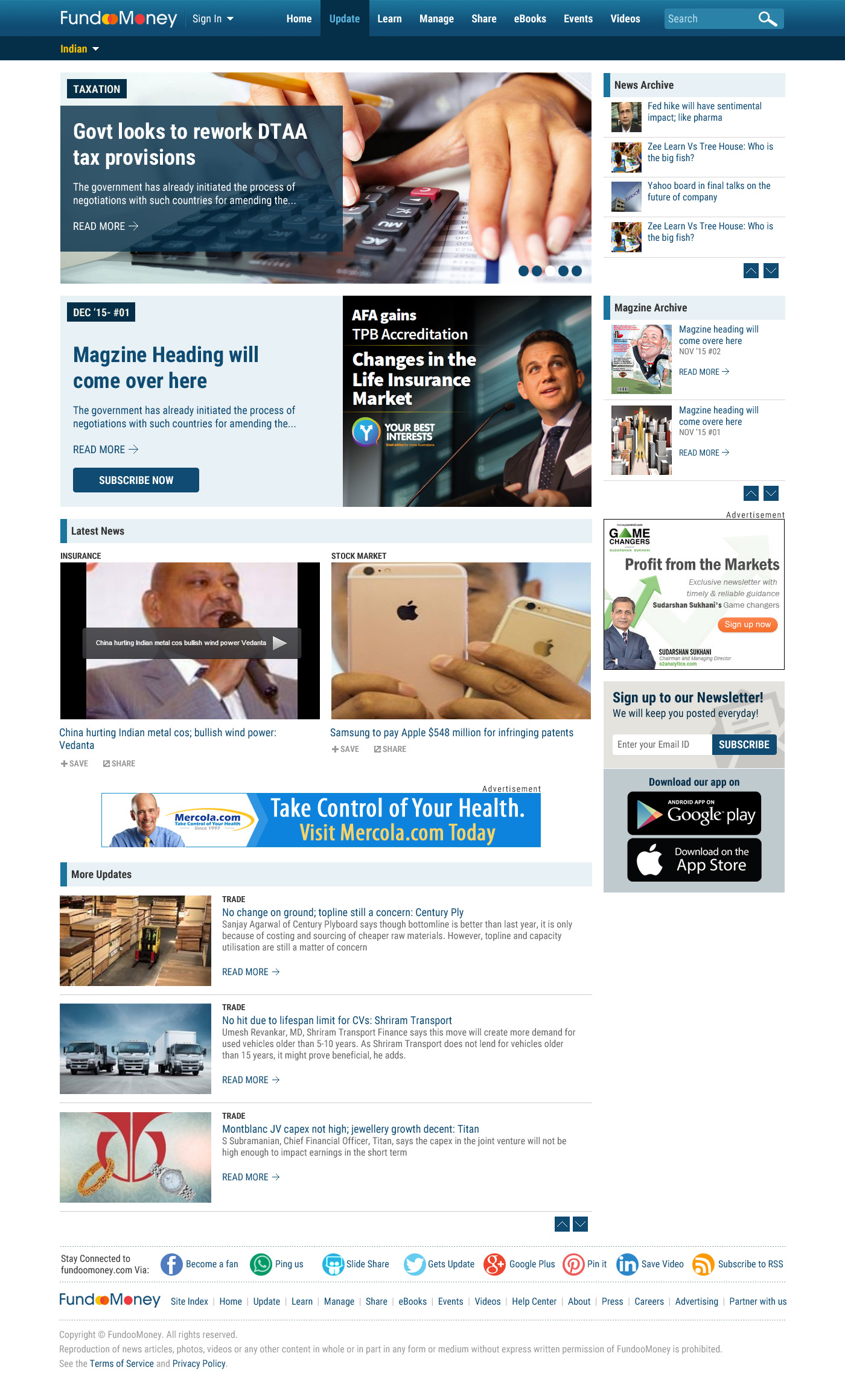 UI Design of a Website Focusing on Finance Magazines